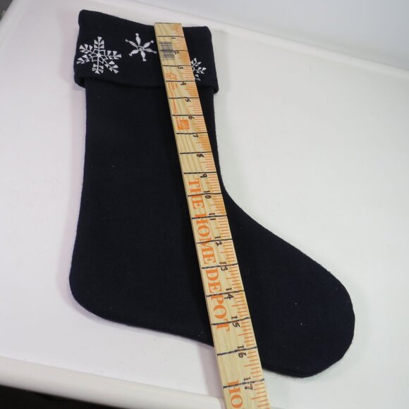 Navy 85% Wool Felt Snowflake Embroidered Stocking 20" Satin Lined - Picture 8 of 10